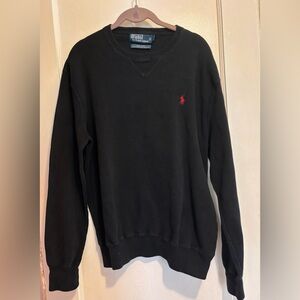 Polo Ralph Lauren Crewneck Sweater with V Stitch Mens  XL Black 100% Cotton